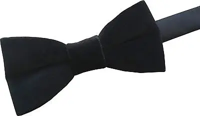 Men's Black Velvet Bow Tie 100% Cotton • £10.99