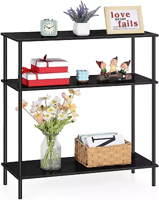 Industrial Black Console Table 3 Tier Entryway Table Narrow Sofa Table Behind Co • $85.81