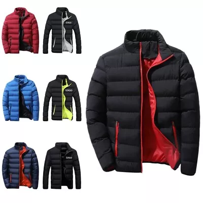 Mens Winter Warm Quilted Parka Down Jacket Padded Bubble Puffer Zipper Coats • £16.99