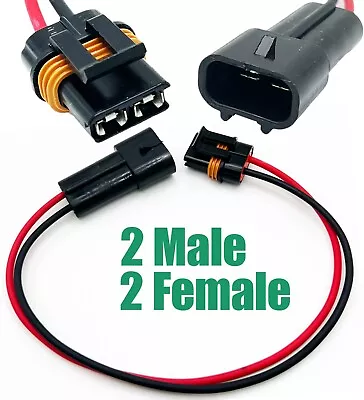 2x Assembled Delphi Metri-Pack 2-Pin 630 Series 12 AWG 46amp 8  Lead PIGTAIL  • $24.75