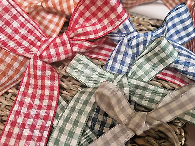 Natural Country Gingham Ribbon By Berisfords UK Choice Of Colour Width  Length • £2.05