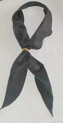 Western Cowboy Scarf Tie Black With Gold Tone Slide Made In The USA NEW • $12.95
