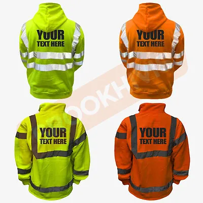 £24.99 • Buy Custom Print Hi Viz Vis Personalised Top Hoodie Fleece Zipped Safety Work Wear