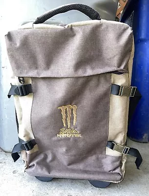 JAVA MONSTER Energy Canvas Rolling Suitcase Luggage Duffle W/Metal Clips Rare • $39.99