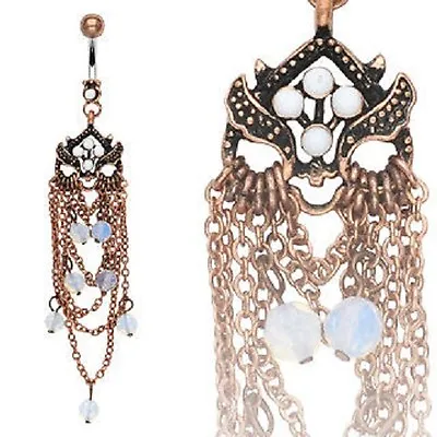 New Stunning Vintage Bronze Style Chandelier Belly Bar Navel Piercing Opal (K40) • £4.33