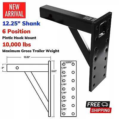 Heavy Duty 6 Position Pintle Hook Mount 12.25  Shank Tow Military Horse Trailer • $133.39