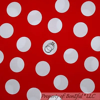 BonEful Fabric FQ Cotton Quilt Red White Large Minnie Mouse Polka Dot Disney USA • $8.75