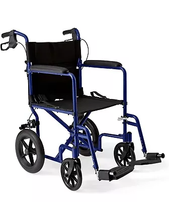 Medline MDS808210ABE 18x16  Aluminum Transport Chair - Blue • $120