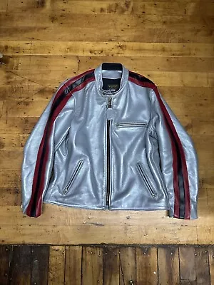 Vanson Silver Leather Jacket Size 50 • $400