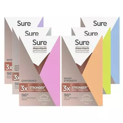 £17.99 • Buy Sure Women Maximum 96-H Protection Anti-Perspirant Deodorant Cream, 3 Pack, 45ml