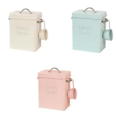 Home Laundry Powder Storage Tin With Scoop Metal Laundry Powder Tin Washing Box • £25.60