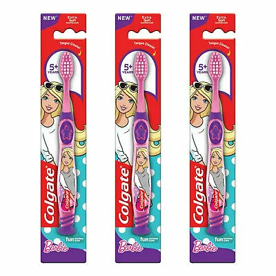Colgate Barbie Extra Soft Toothbrush With Tongue Cleanser For Kids 3 Pieces • $17.15