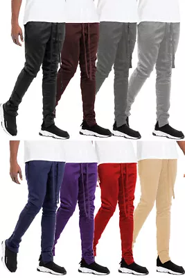 Mens Essential Basic Solid Track Pant With Hidden Ankle Zipper Skinny Fit Jogger • $22