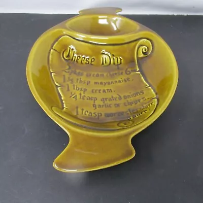 Vintage Mcm Marked Calif Usa Pottery Bowl With Cheese Dip Recipe • $15.99