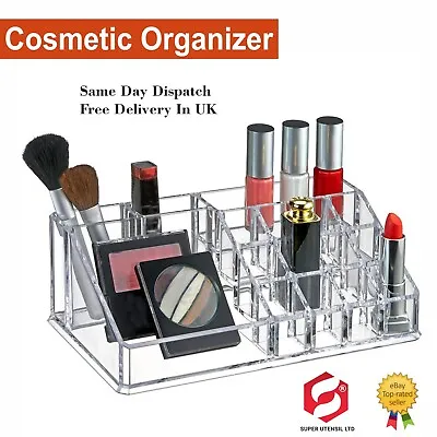Clear Cosmetic Makeup Make Up Display Organizer Acrylic Case Box Jewelry Storage • £8.49