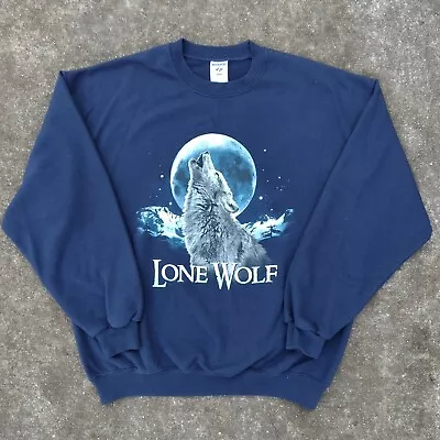 Vintage Lone Wolf Art Print Crewneck Sweatshirt Size Large • $24