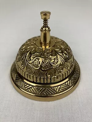 Vtg Brass Hotel Front Desk Counter Service Bell Intricate Victorian Style Vgc! • $34.99