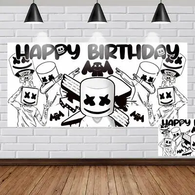 DJ Marshmello Birthday Banner Backdrop Poster Background Vinyl Party Decoration • $15.88