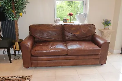 £890 • Buy Halo Brown Leather Quality Sofa Aniline Cigar Antiqued