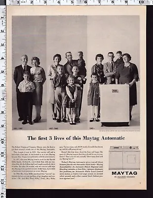 1962 Vintage Print Ad Maytag Automatic Washer And Dryer Families • $8.95