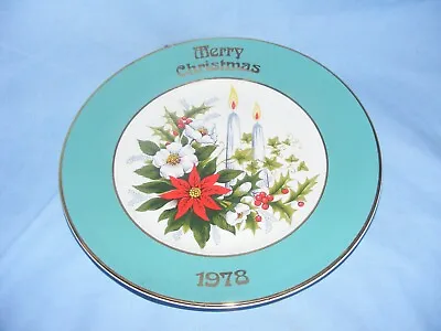 £9.99 • Buy Christmas Plate 1978 Barratts Staffordshire Candles Ponsettia Vintage