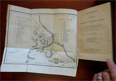 Plymouth Massachusetts Tourist Guide 1851 Russell Book W/ Map Pilgrim Memorials • $157.50