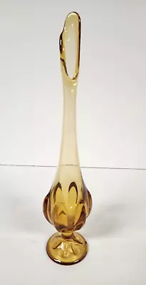 Viking Glass Amber Gold Swung/Stretched Vase Six Petal 12  *Read* • $18.95