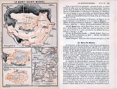 50 Le Mont-Saint-Michel 1908 Pt. Original City Plan + Guide (4 Pcs.) Church Abbey • $2.65