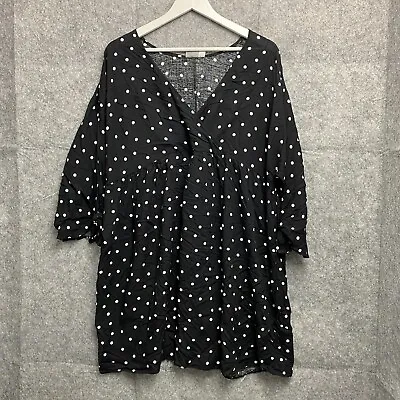 £12.99 • Buy Asos Dress Womens Size 14 Black White Wrap V-Neck Polka Dot Casual