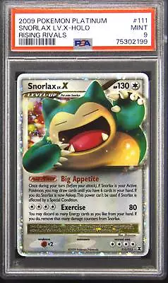 PSA 9 MINT Snorlax LV X Platinum Rising Rivals Pokemon Card 111/111 MH1 • $325