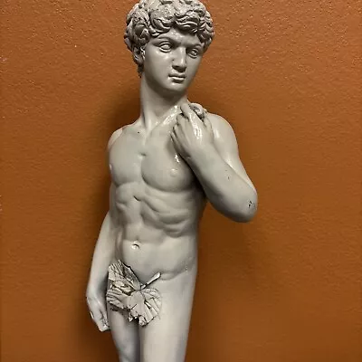 David By Michelangelo Plaster Statue Greek Male Body Nude With Applied Leaf 27” • $100