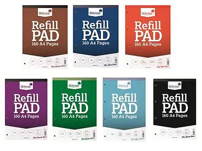 Silvine A4 Refill Pad 160 Pages (Ruled Plain Graph And Squares) Exercise Books • £3.79
