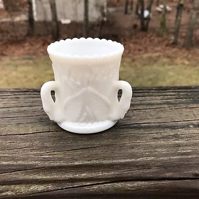 Vintage Milk Glass Toothpick Holder Milk Glass Three Handled Swan Design • $10