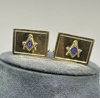 Vintage Masonic Freemason Cuff Links 1/20 Gold Filled Wells Free Masons Cuffs • $17