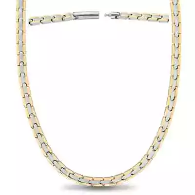 Powerful Silver & Gold Titanium Magnetic Therapy Necklace • $79.95