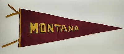 MONTANA Wool Felt Pennant 36  ANTIQUE RARE! State Banner Stitched Letters Flag • $699.99