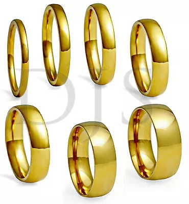 High Polished 18k Gold Plated  Ring Wedding Band Men & Women Size 4 To 14.5 • $7.75