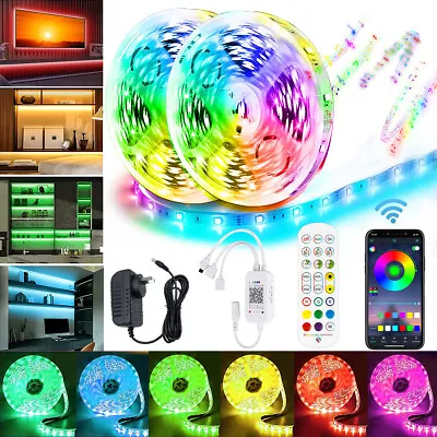 RGB LED Strip Lights IP65 Waterproof 5050 5M 10M 20M 12V Bluetooth Music Remote • $8.32