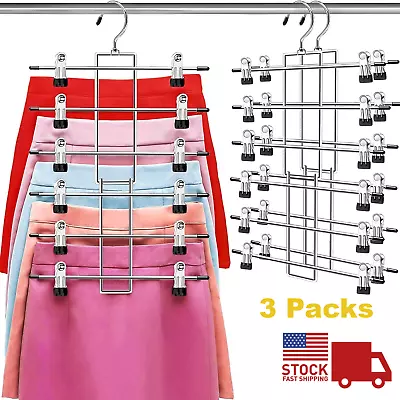 Trousers Hanger 6 Layers  Pants Jeans Holder Organizer Closet Space Saver 3Packs • $13.94