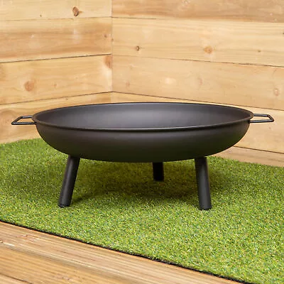 59cm Outdoor Black Round Garden Patio Fire Pit Log Burner • £19.95