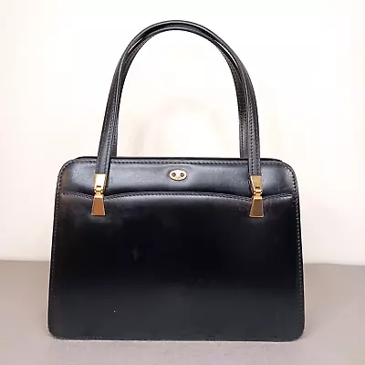 Vintage Celine Triomphe Leather Black Handbag Clasp USED • $283.50