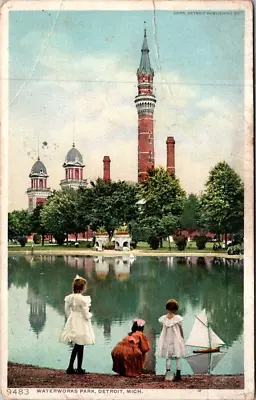 WaterWorks Park Detroit Mich. Pond Children's Boats Children A-181-224 • $3.95