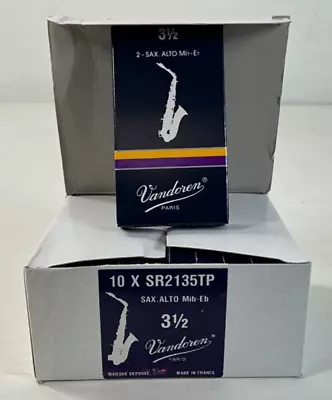 Vandoren Traditional Alto Saxophone Reeds Strength 3.5 Box 10 SR2135TP 20 Total • $18