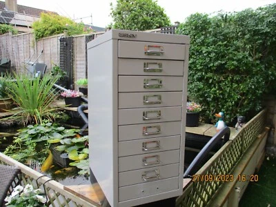 £33 • Buy Bisley Grey Ten Draw Metal Cabinate On A Plinth.