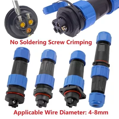 LD16 Back Nut / Docking / Flange Socket Plug Screw Crimping Waterproof Connector • $25.07