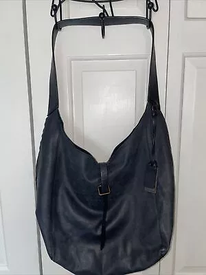 JOY Gryson Kaia Black Leather Raw Squared Hobo Shoulder Purse • $45.99