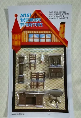 Dollhouse Miniature 1/4  Quarter Scale Dining Room Set Table Chairs Clock 1:48 • $5.25