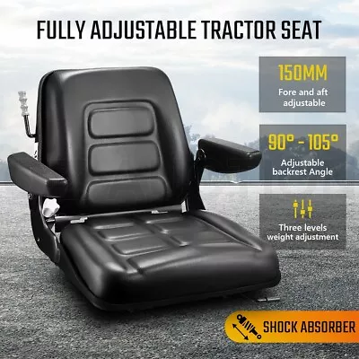 $199.95 • Buy Tractor Seat PU Leather Forklift Excavator Truck Backrest Chair Adjustable Lock