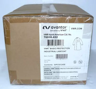 VWR 76008-422 White Basic Industrial Lab Coat Medium Box Of 30 Total New • $29.99