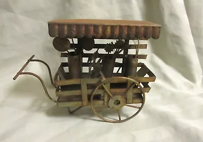 Tin Metal Flower Cart Wagon Sculpture Art Craft Table Decor • $9.99